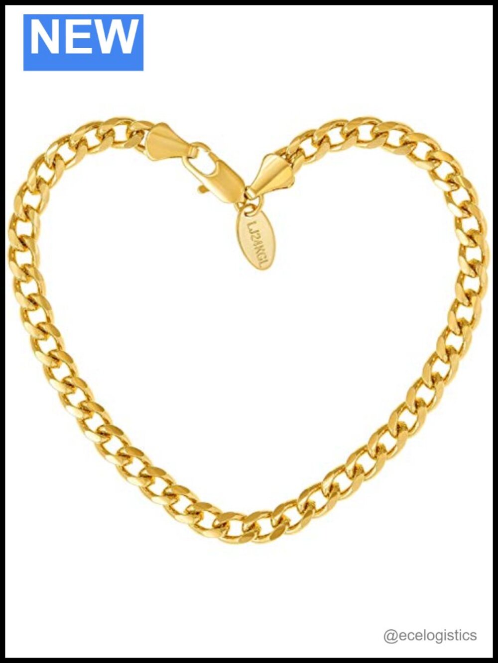 Cuban Link Bracelet 5mm 24k Gold Plated